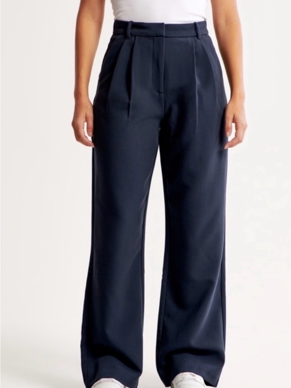 Abercrombie & Fitch A&F Sloane Tailored Wide Leg Pant Navy Blue Size 14 / 32S